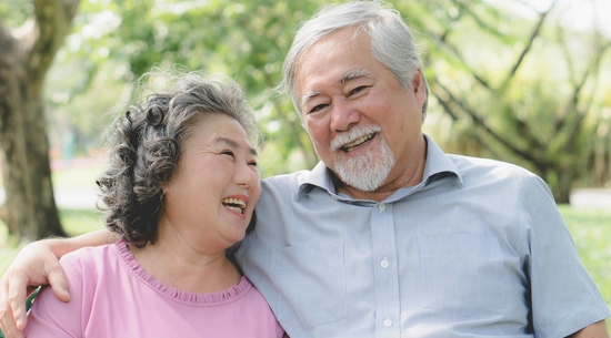 elderly simling couple