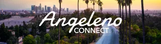 Los Angeles skyline with the words "Angeleno Connect"